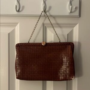 Brown Woven Leather Clutch